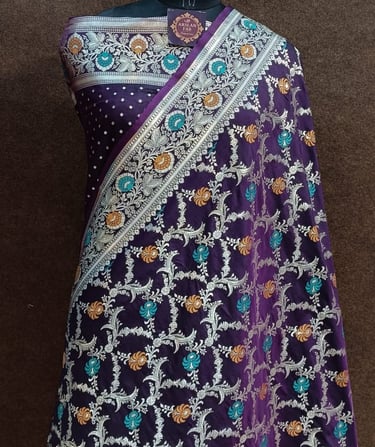 Purple Zari Katan Silk Banarasi Saree – Mohsin Textiles