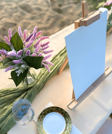 beachside picnic and painting on the beach