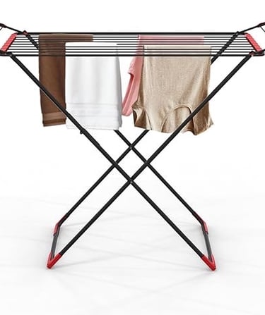 a clothes rack with clothes hanging on it