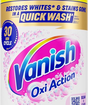a canister of van wash on a white background