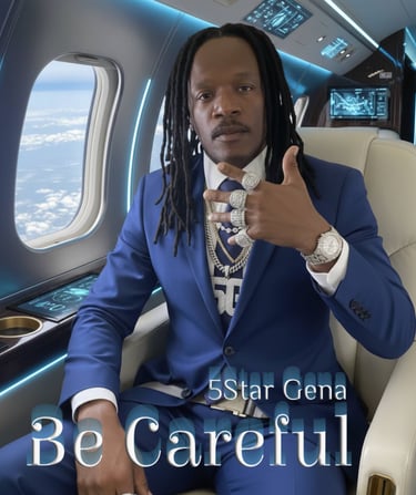 a man in a blue suit and tie sitting in a chair