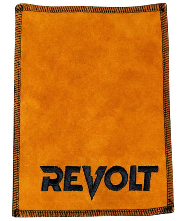 Orange rectangle shammy pad with absorbent leather surface