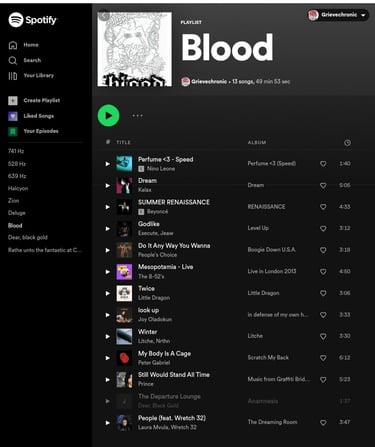 Spotify playlist for Blood of my blood, the road to grievechronic revisionist