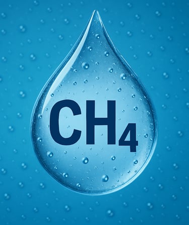 a water droplet with the word  methane ch4 in the middle of it