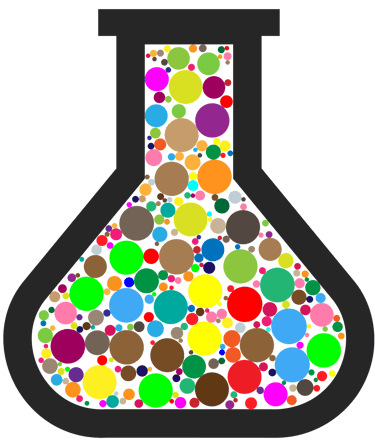 erlenmeyr com bolas coloridas