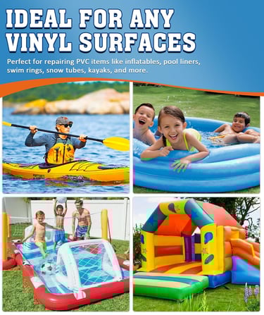 Patch Kit, Waterproof Vinyl Pool Liner Repair Kit for Inflatables, Air Mattress, Swimming Ring, Tent