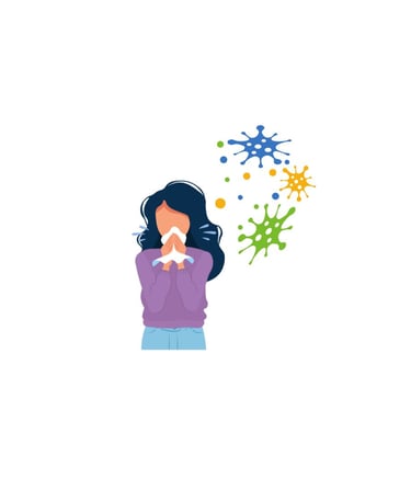 Immune health and allergies such as colds, flu, hayfever, rashes, itchy eyes, runny nose, coughing.