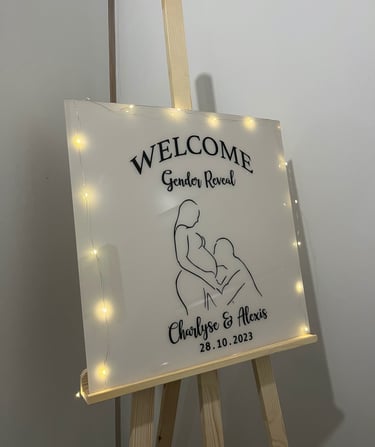 panneau de bienvenue gender reveal