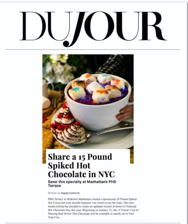 a magazine cover of a magazine with a cup of coffee and a dessert