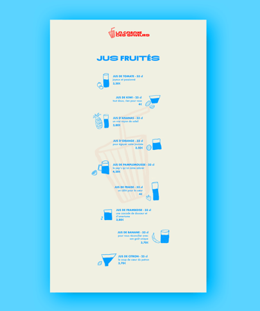Carte des boissons 