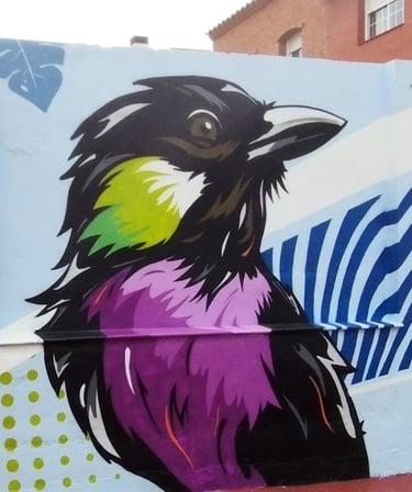 graffiti mural escuela pájaros naturaleza