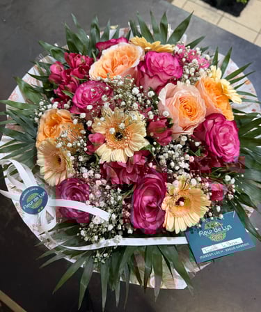 Deuil bouquet rond par Artisan Fleuriste Ergué-Gabéric proche de Quimper