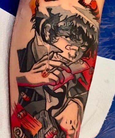 Tatuaje estilo anime en brazo – tatuador en Valencia