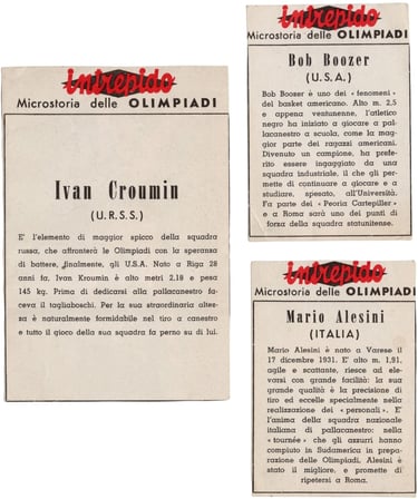 Intrepido Olympic 1960 Cut out magazine cards from Italy