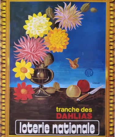 affiche vintage loterie nationale tranche des dahlias