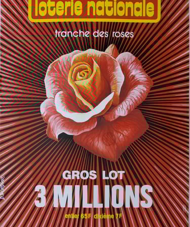 affiche vintage loterie nationale tranche des roses