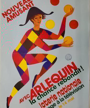 affiche vintage loterie nationale arlequin