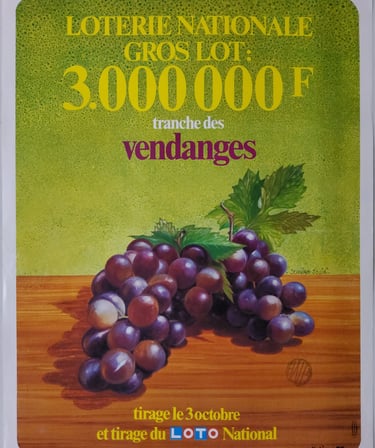 affiche vintage loterie nationale tranche des vendanges