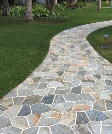 natural travertine stone path