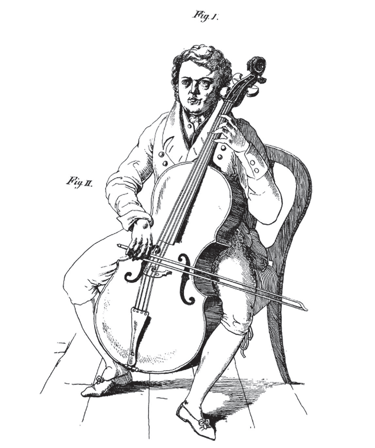 Dotzauer plays the cello with no endpin