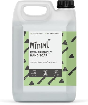a bottle of eco - friendly hand soap with a green and white background