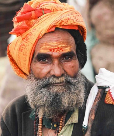 Portrait of a baba (holy man) captured in Varanasi, India.