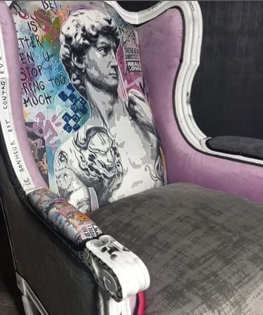 Fauteuil Bergère visuel du dossier David street art