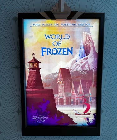 Promotional Post at Disney Adventure World for World of Frozen