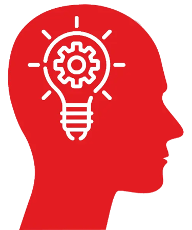 Red head with idea bulb