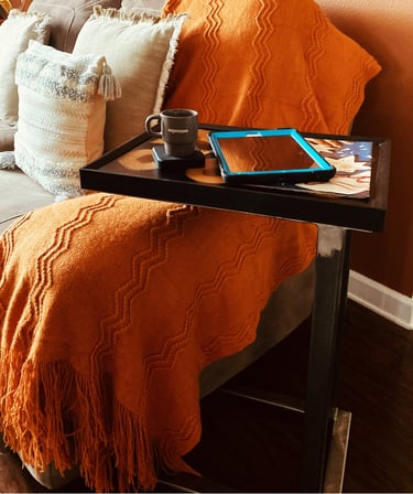 Shaped End Table, Side Table for couch. Sofa table with Metal Frame for Living Room Bedroom Bedside