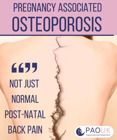 "Not just normal post-natal back pain" poster