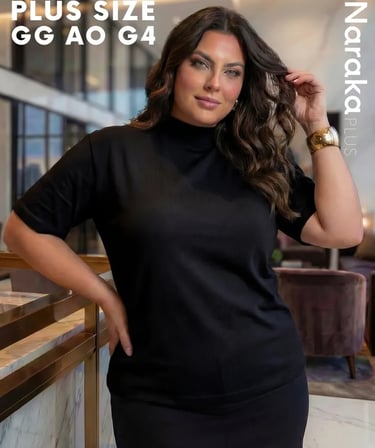 BLUSA FEMININA PLUS SIZE GOLA ALTA