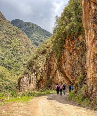 Salkantay Trek Day 3 Hiking next to cliffs