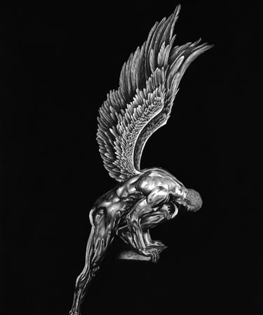 zeitgenössische Zeichnung in Schwarz-Weiß