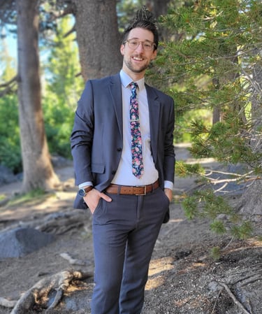 Daniel Medina in a gray suit, Placer County, Roseville