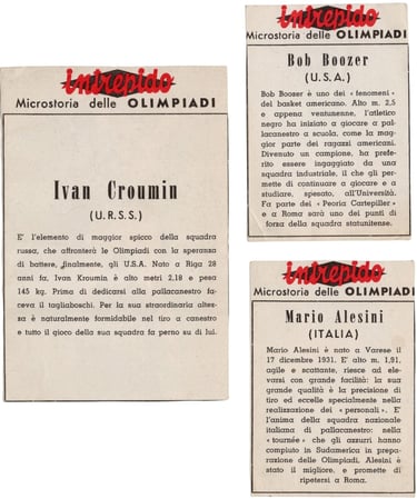 Intrepido Olympic 1960 Cut out magazine cards from Italy