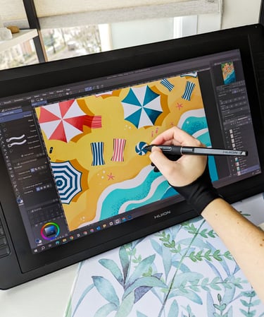 a person is drawing on a computer screen