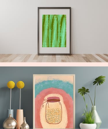 A framed modern abstract wall art for home decor