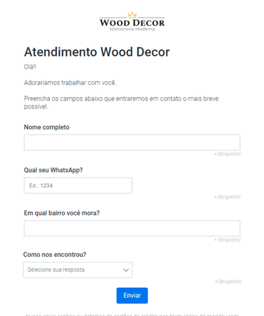 Atendimento Wood Decor móveis planejados em Campo Largo
