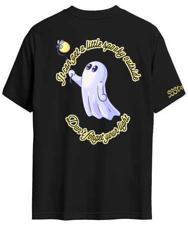Ghost with his pet firefly halloween t shirt to remain you to not travel alone by starsticker