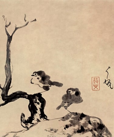 2 oiseaux - Chu Ta - peintre Chinois (1626 -1705)