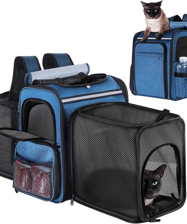 Cat Backpack Carrier,Double Side Expandable Cat Carrier Backpack,Dog Carrier Backpack for Medium Cat