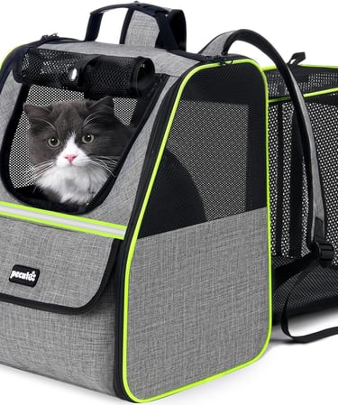 Pecute Cat Backpack Carrier Expandable Ultralight, Small Dog Backpack, Pet Backpack Carriers for Cat