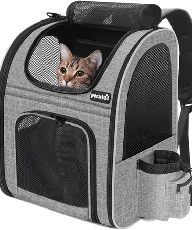 Pecute Cat Backpack with Breathable Mesh, Dog Backpack Carrier with Multi-Pockets for Cats Puppies