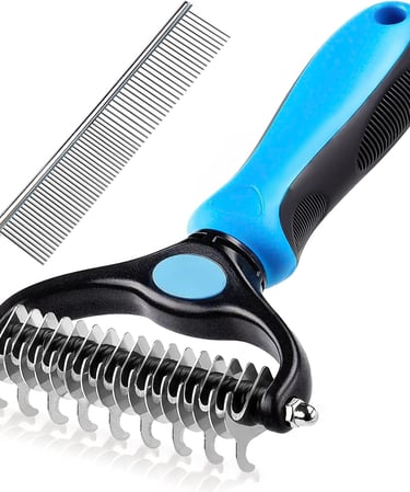 Dog and Cat Brush for Shedding and Dematting - Deshedding Undercoat Rake for Long Haired Cats