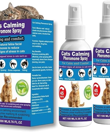 Cat Calming Spray & Cat Pheromone Spray – Stress & Anxiety Relief for Cats, Kittens, Reduces Scratch