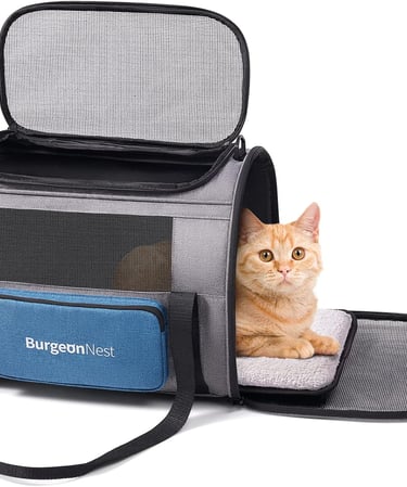 BurgeonNest Cat Carriers for Medium Cats Under 25 lbs, Pet Carrier for Cats with Unique Side Bag
