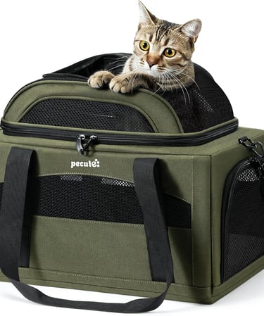 Pecute Top-Expandable Cat Carrier (42 * 28 * 23cm),Breathable Dog Carrier Soft-Sided Pet Carrier