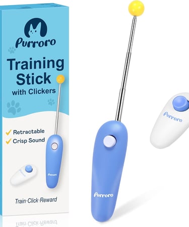 Cat Training Clicker Kit – Includes Finger Clicker and Target Stick, Perfect Positive Reinforcement