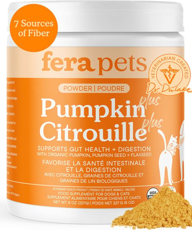 Fera Pets Pumpkin Powder for Dogs & Cats - Fiber Supplement, USDA Organic, Supports Gut & Digestive